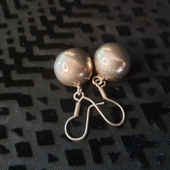 Vintage Sterling Silver Baoding Ball Earrings - Picture 5 of 5